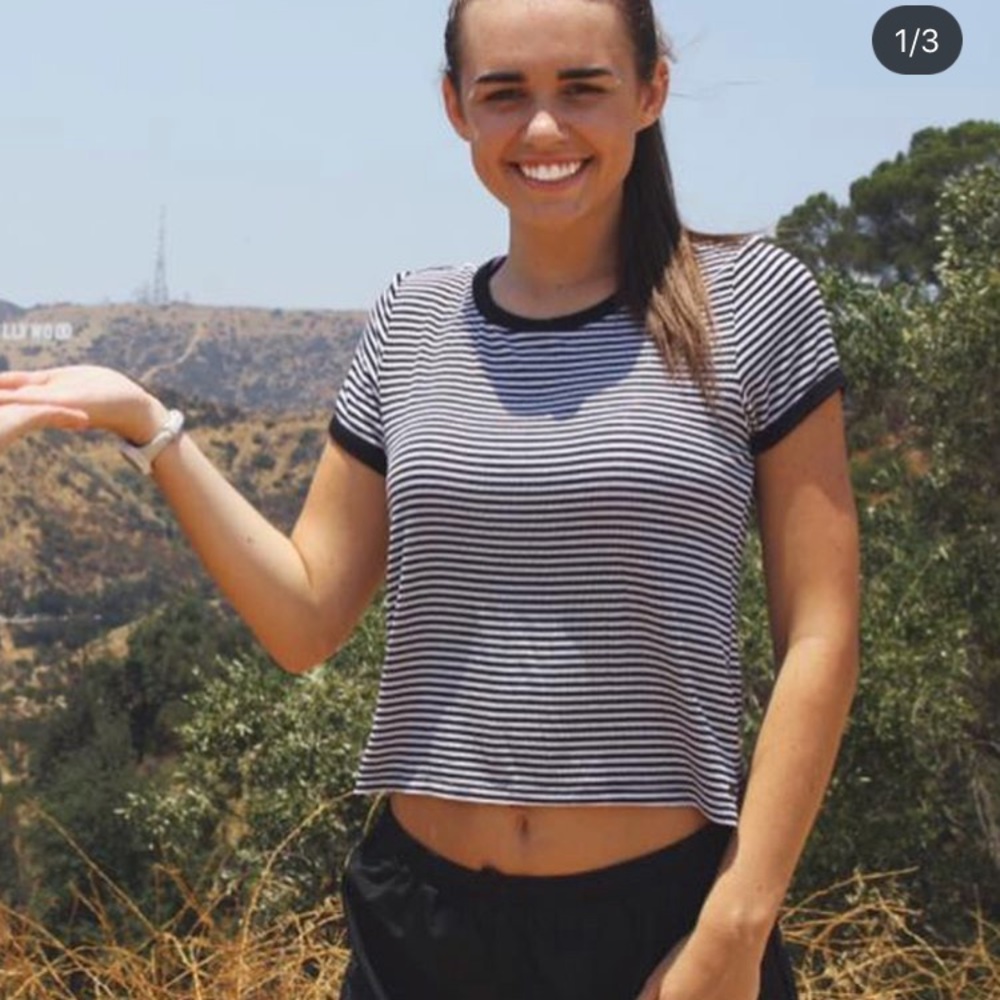 Black and white striped crop top